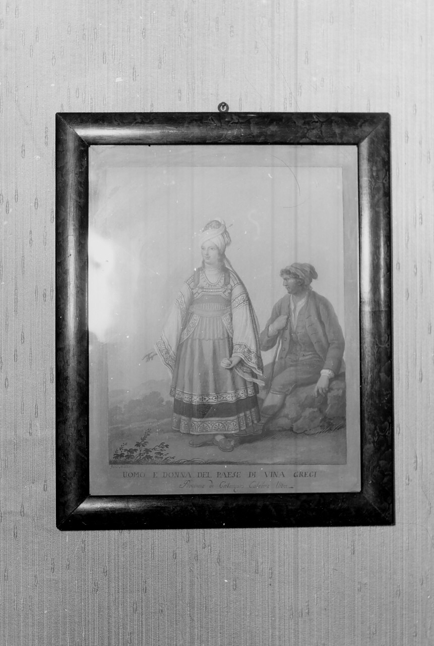 Uomo e donna di Vina Greci, scena campestre con figure (dipinto, opera isolata) di Milani Giacomo (sec. XIX)