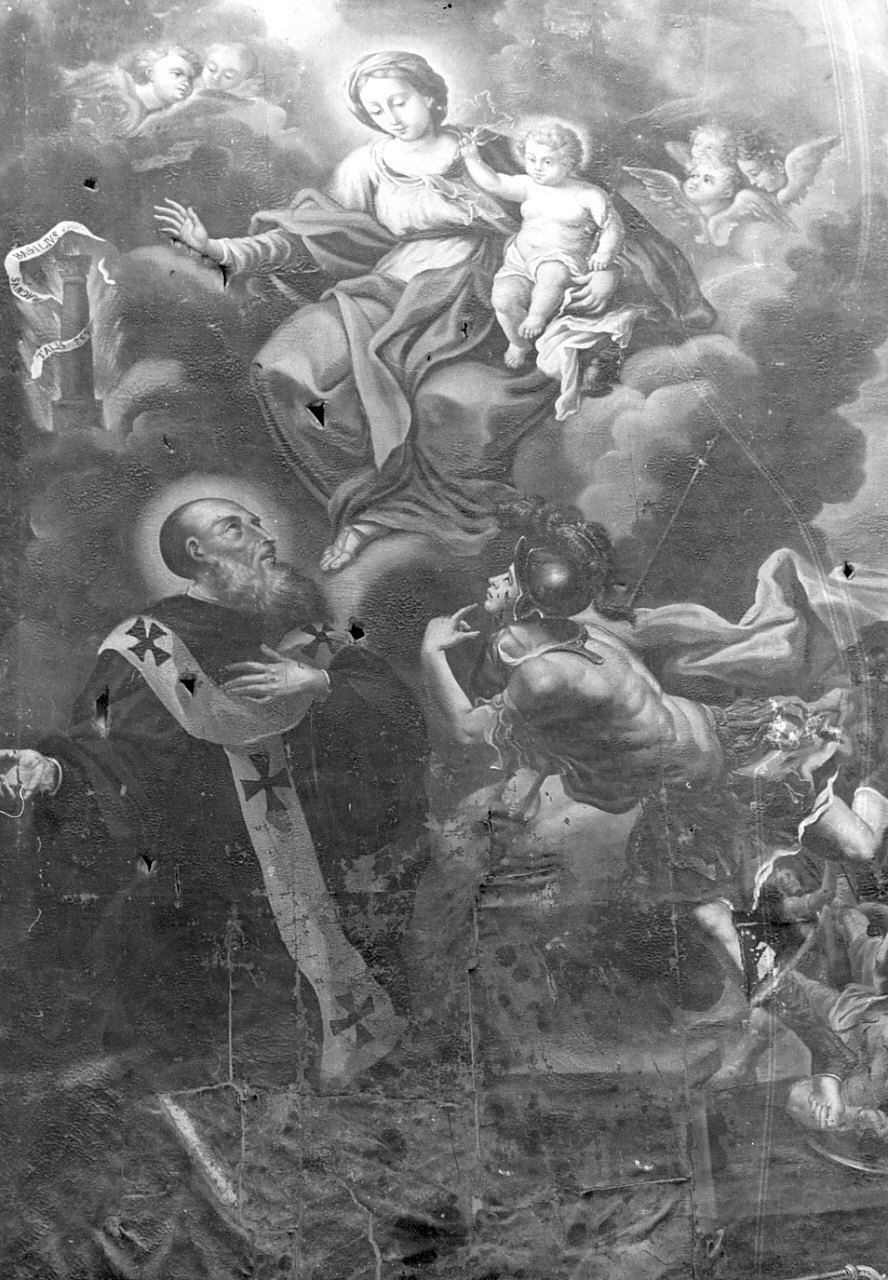 apparizione della Madonna a San Basilio e San Michele (dipinto, opera isolata) - ambito calabrese (sec. XVIII)