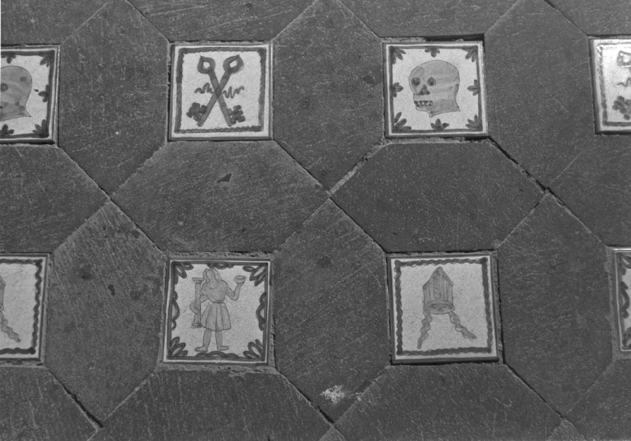 piastrella di pavimento, serie - bottega Italia meridionale (sec. XVII)