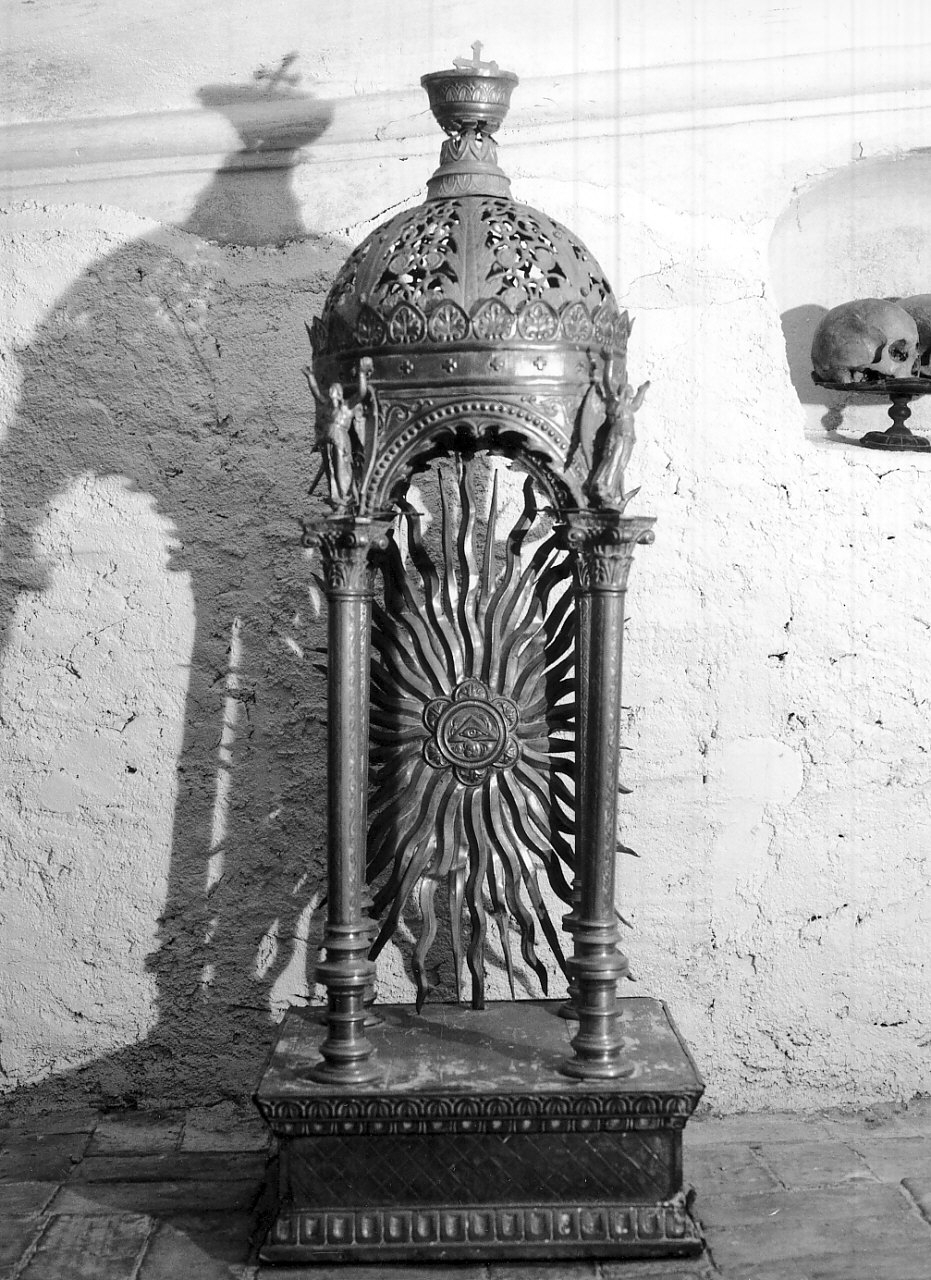 tronetto per esposizione eucaristica - a tempietto, opera isolata - bottega Italia meridionale (fine/inizio secc. XIX/ XX)