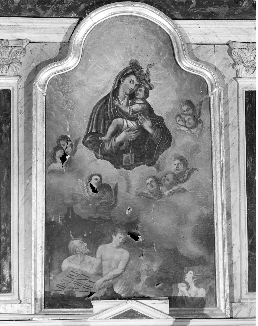 Madonna del Carmelo intercede per le anime del purgatorio (dipinto, opera isolata) - ambito Italia meridionale (sec. XIX)