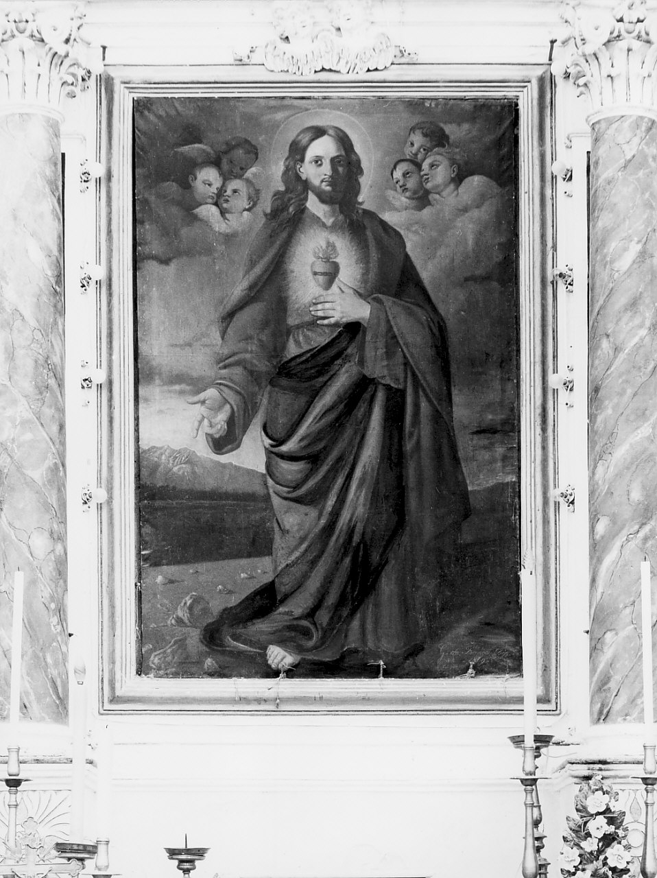 Sacro Cuore di Gesù (dipinto, opera isolata) di De Franco G (sec. XIX)