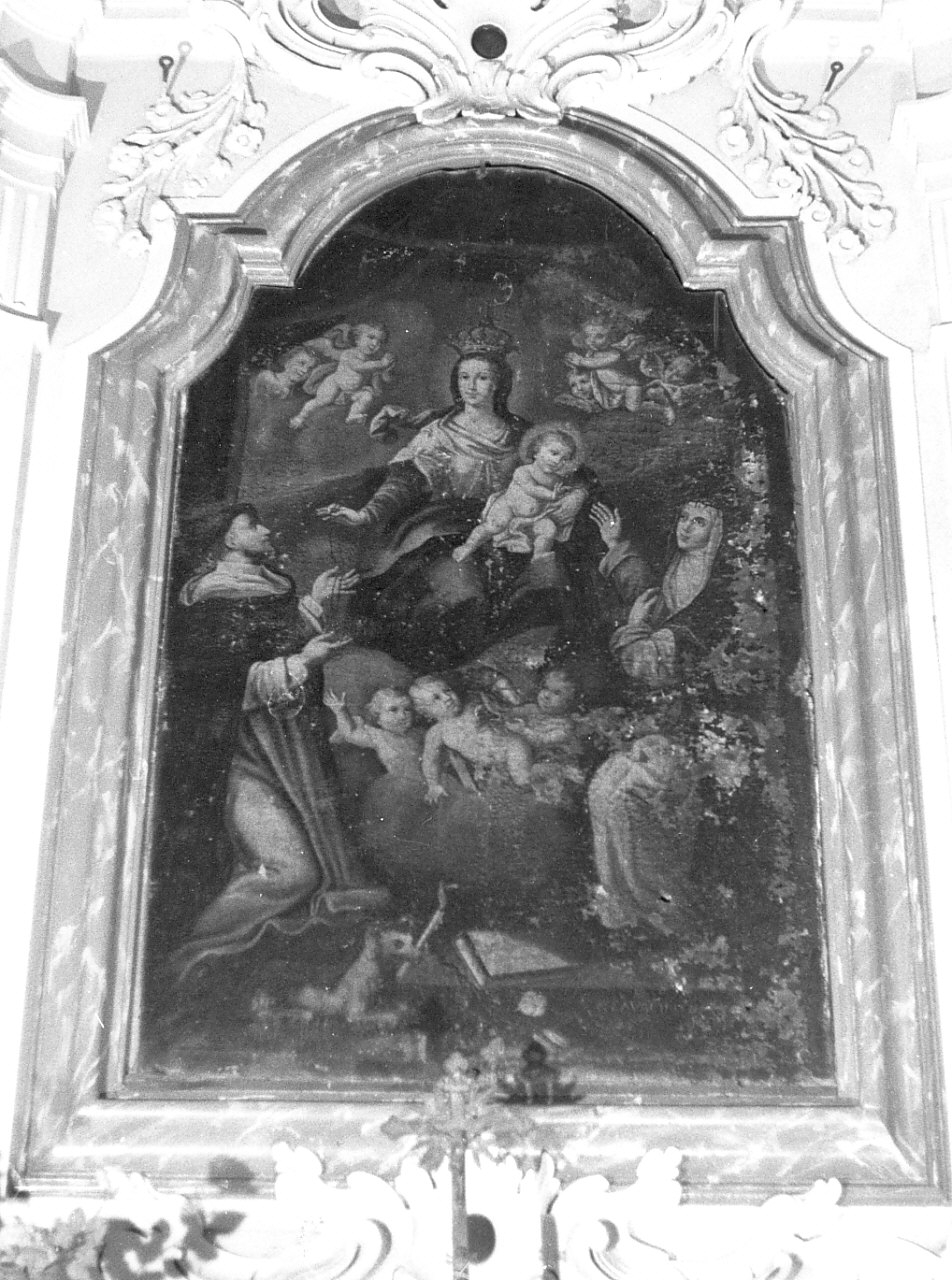 Madonna del Rosario con San Domenico e Santa Caterina da Siena (dipinto) - ambito Italia meridionale (sec. XIX)