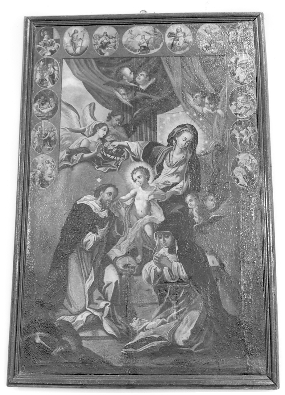 Madonna del Rosario con San Domenico e Santa Caterina da Siena (dipinto, opera isolata) di Martini Tommaso (sec. XVIII)