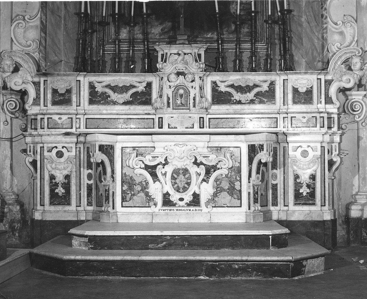altare maggiore, complesso decorativo - bottega serrese (sec. XVIII)
