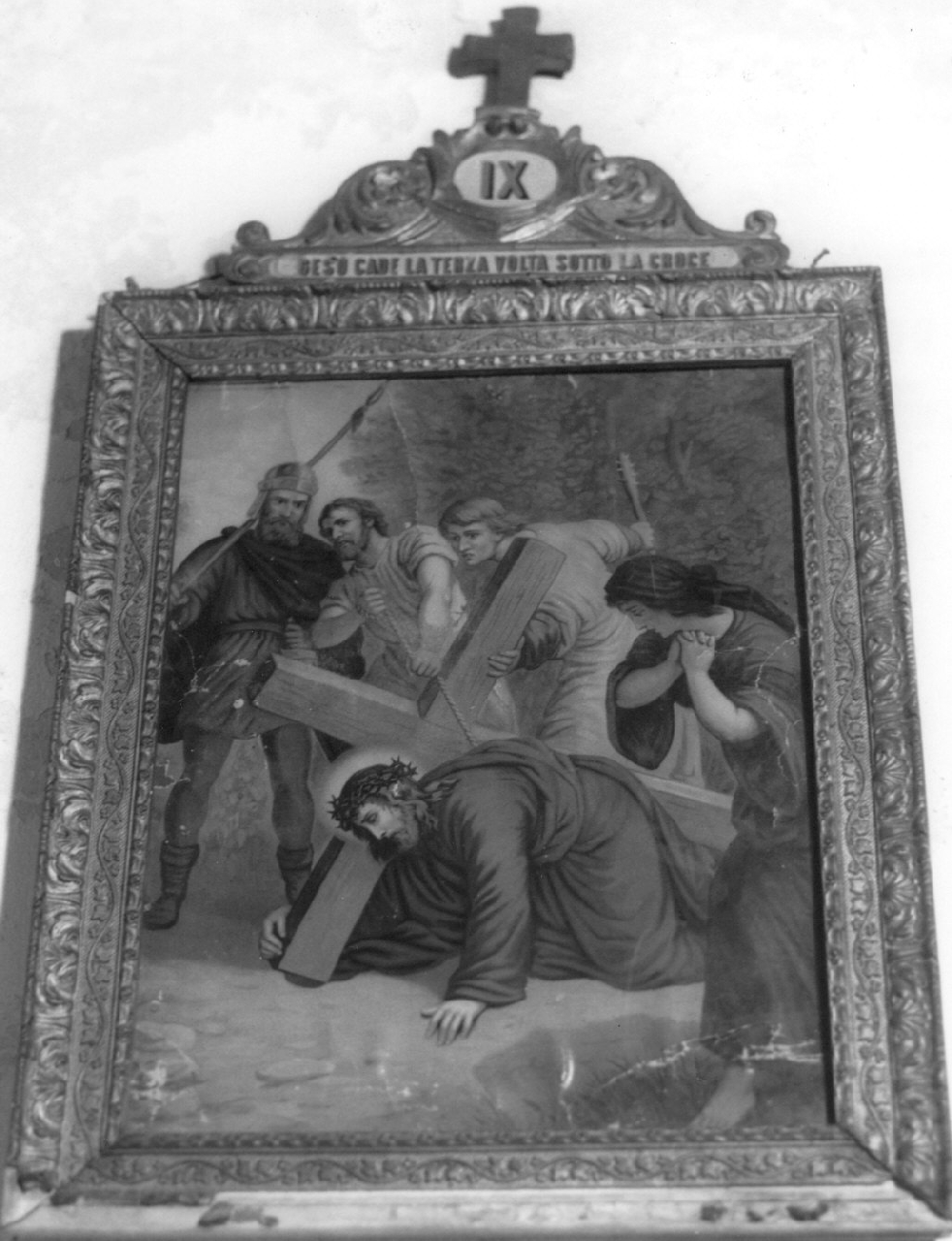 stazione IX: Gesù cade sotto la croce la terza volta (stampa, elemento d'insieme) - ambito Italia meridionale (secc. XIX/ XX)