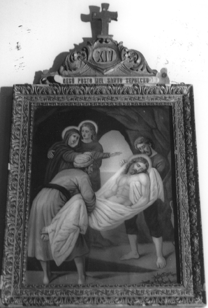 stazione XIV: Gesù deposto nel sepolcro (stampa, elemento d'insieme) - ambito Italia meridionale (secc. XIX/ XX)