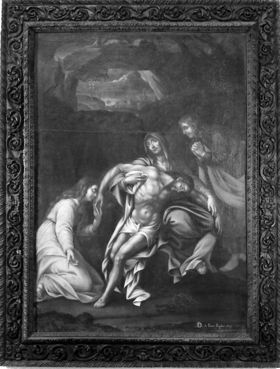 compianto sul Cristo morto (dipinto, opera isolata) di De Rossi Daniele (attribuito) (sec. XVII)