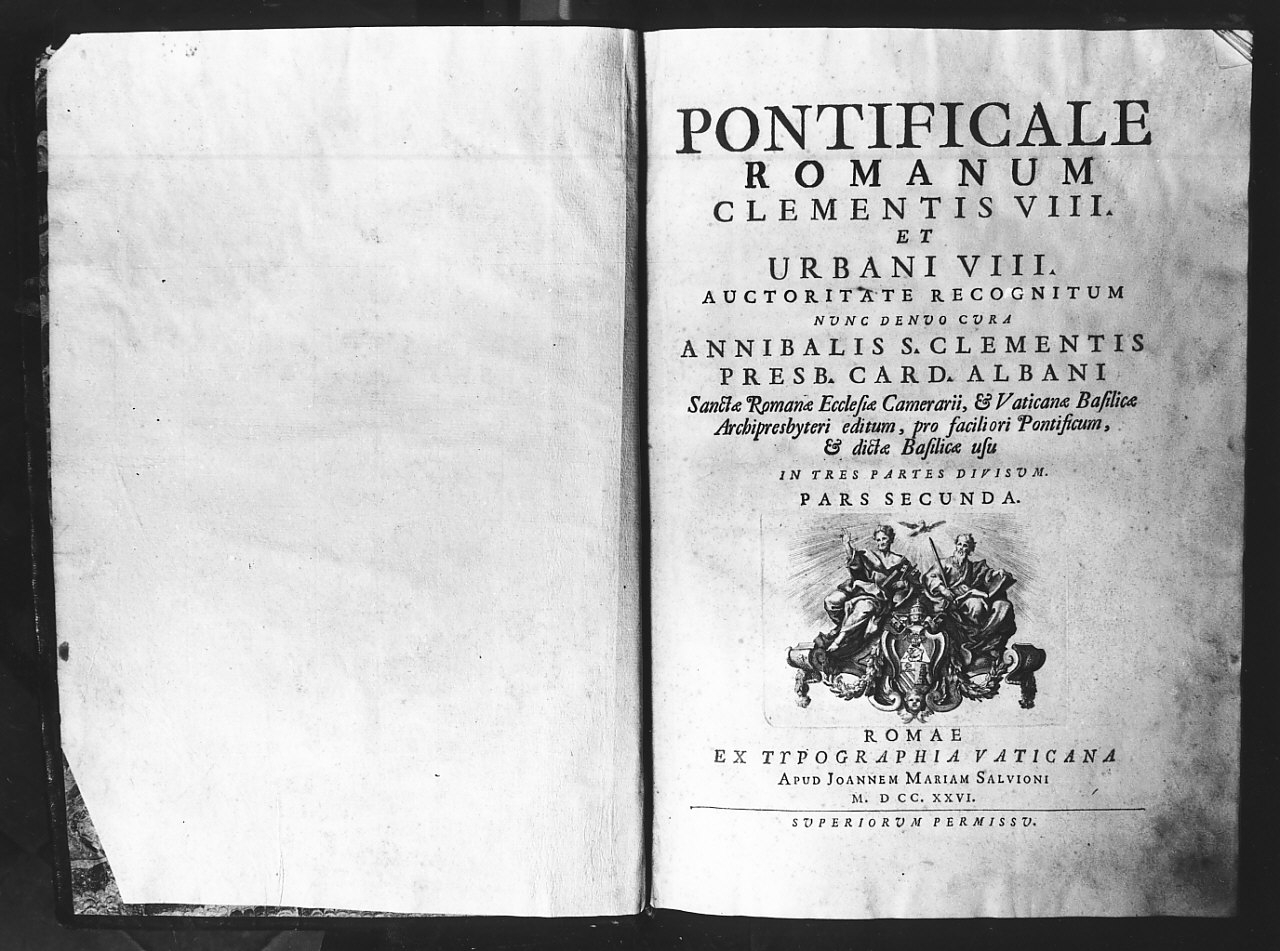pontificale romano di Tipografia Vaticana (sec. XVIII)