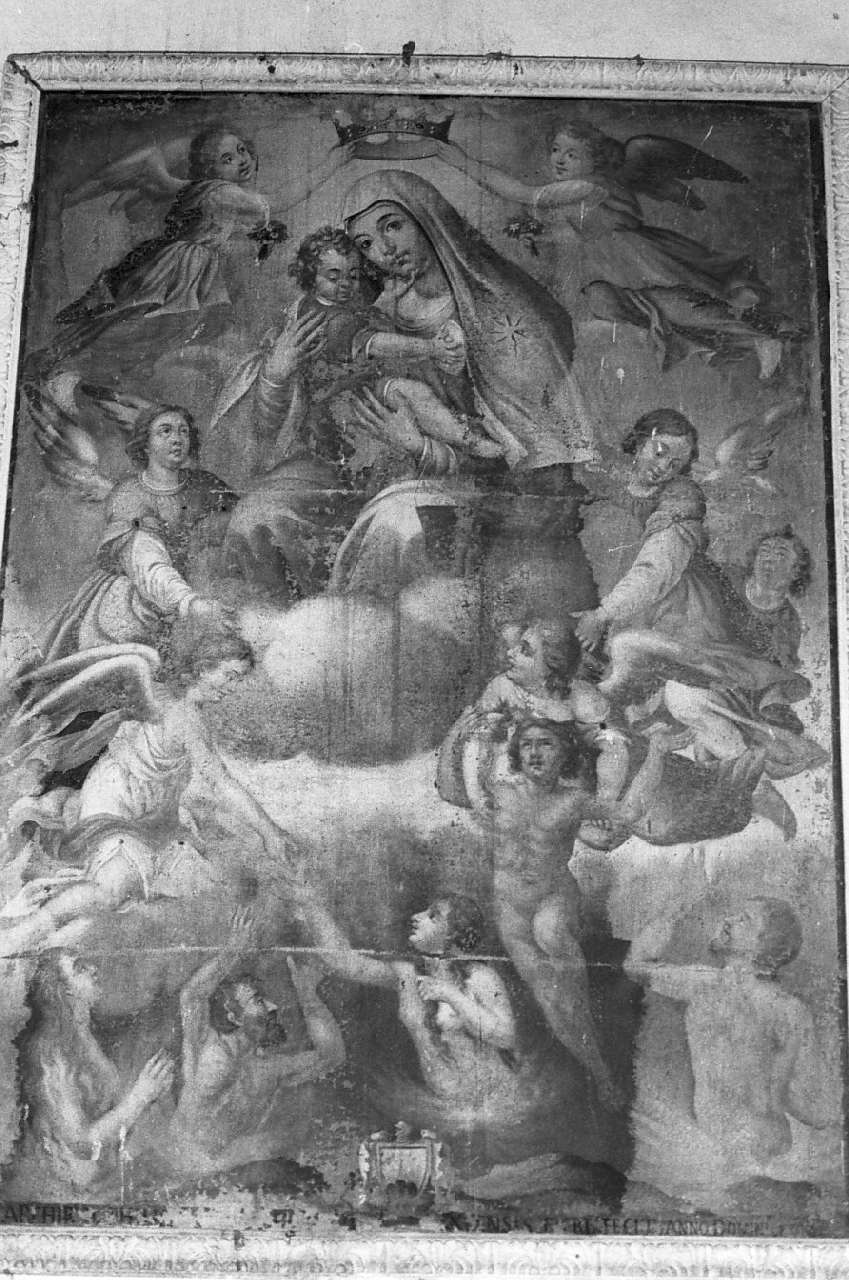 Madonna del Carmelo intercede per le anime del purgatorio (dipinto, opera isolata) - ambito calabrese (sec. XVIII)
