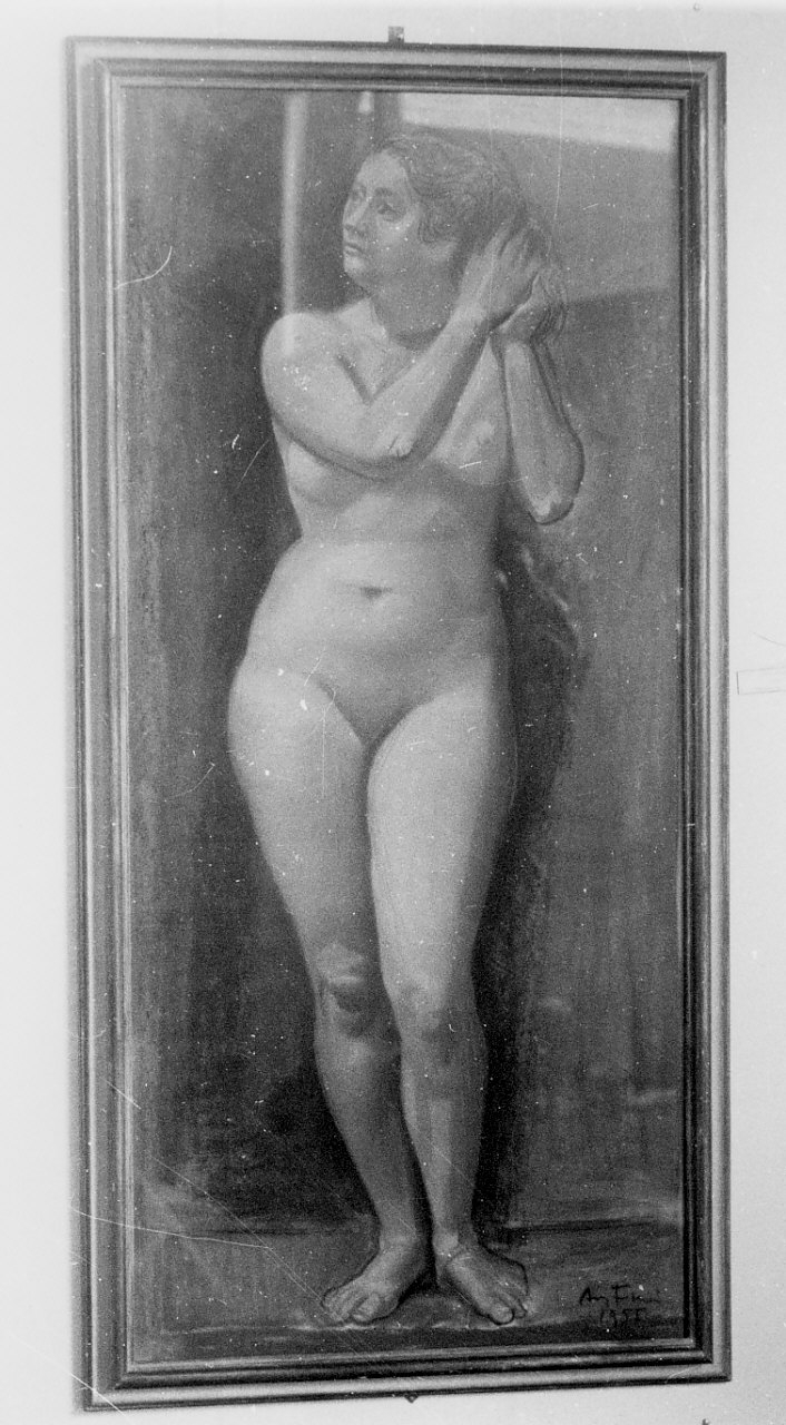 Donna con ventaglio, figura femminile (busto, opera isolata) di Funi Achille (sec. XX)