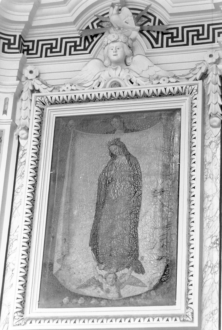 Madonna di Guadalupe, figura maschile con la rappresentazione della Madonna Immacolata (dipinto, opera isolata) - bottega calabrese (fine sec. XVIII)