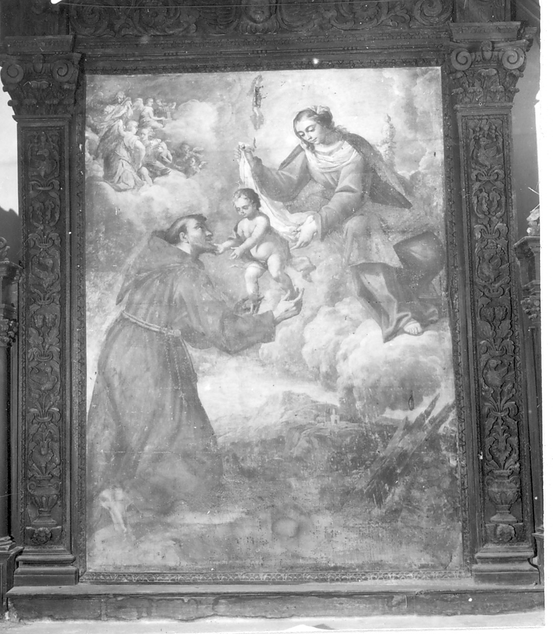 Madonna con Bambino e San Francesco d'Assisi (dipinto) - ambito calabrese (sec. XVII)