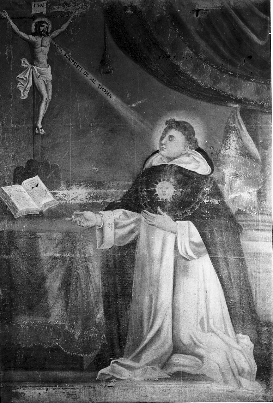 San Tommaso d'Aquino prega davanti al Cristo crocifisso (dipinto, opera isolata) - ambito Italia meridionale (sec. XVII)