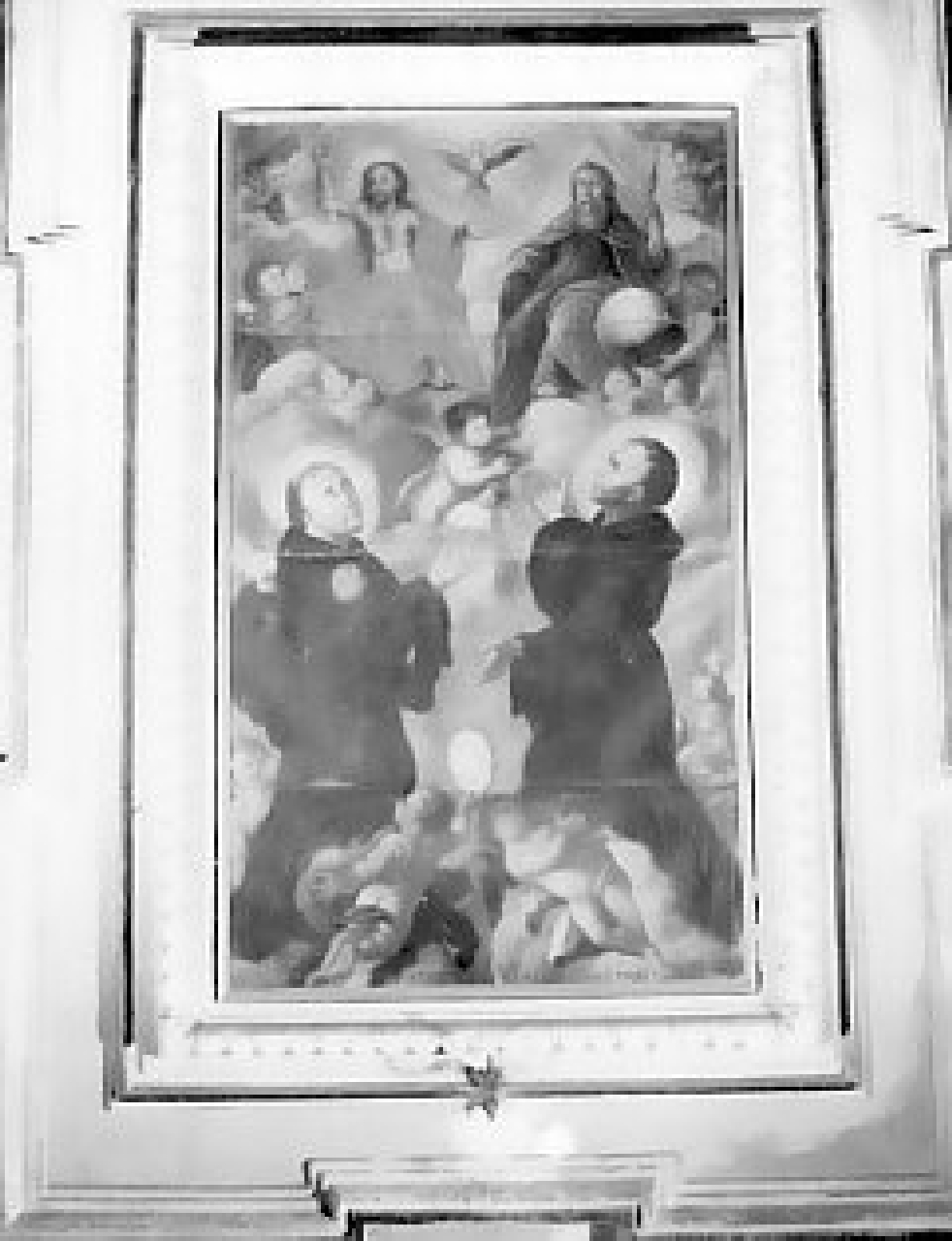 Trinità e due beati francescani (dipinto) di Costantini Pietro (sec. XIX)