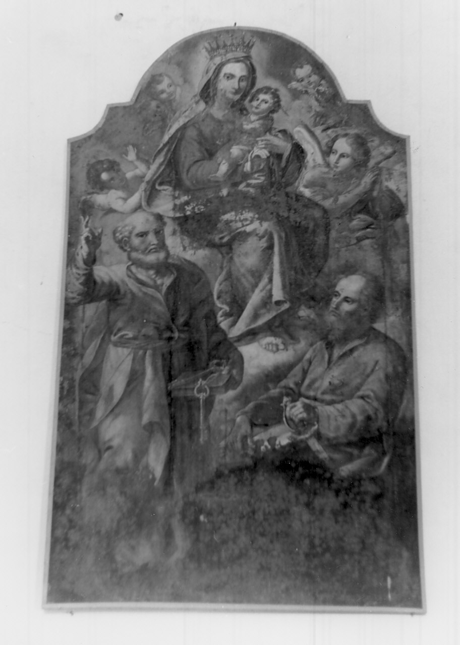 Madonna con Bambino tra San Pietro e San Paolo (dipinto) - ambito Italia meridionale (seconda metà sec. XIX)