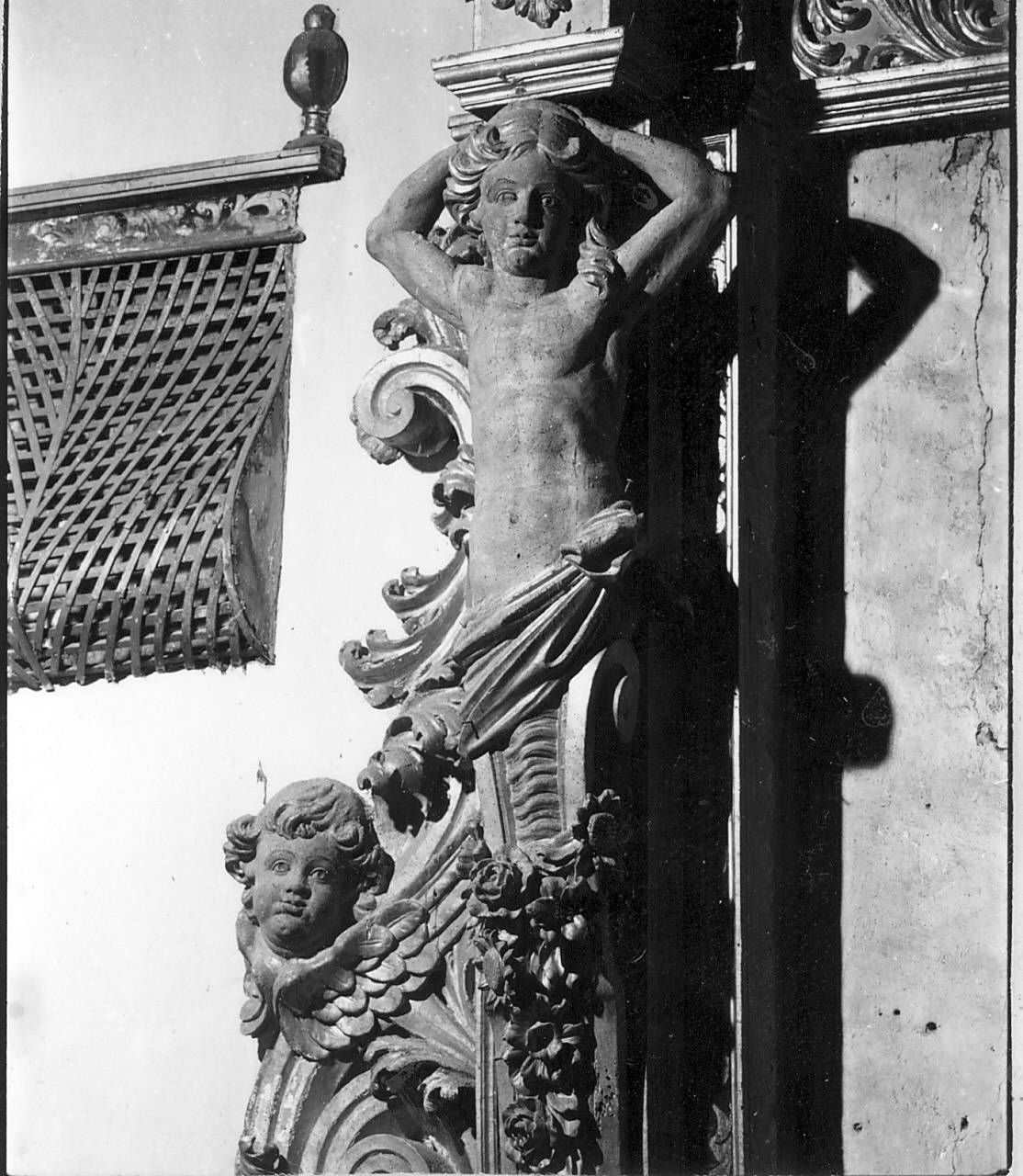 cariatide, elemento d'insieme - bottega calabrese (sec. XVII)