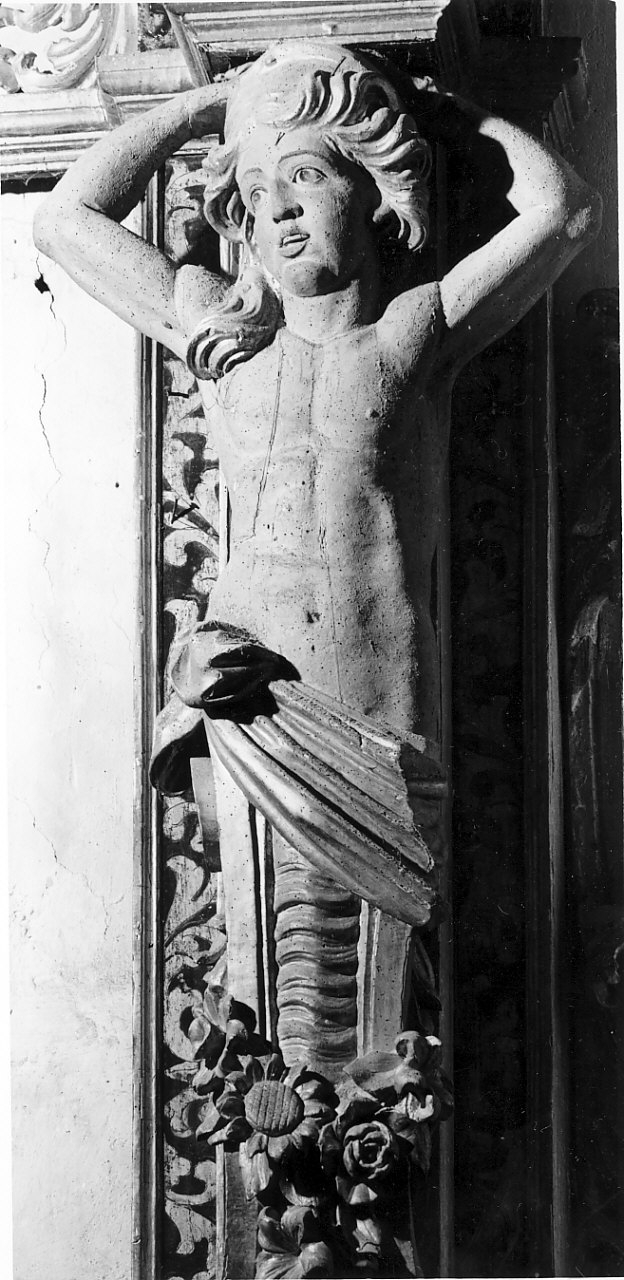 cariatide, elemento d'insieme - bottega calabrese (sec. XVII)