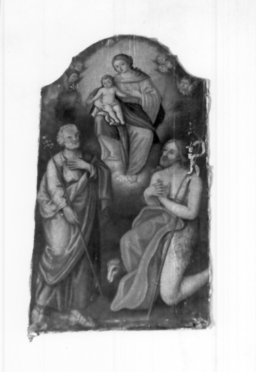 Madonna in gloria tra San Giuseppe e San Giovanni Battista (dipinto) di Bilotta Francesco (fine sec. XVIII)