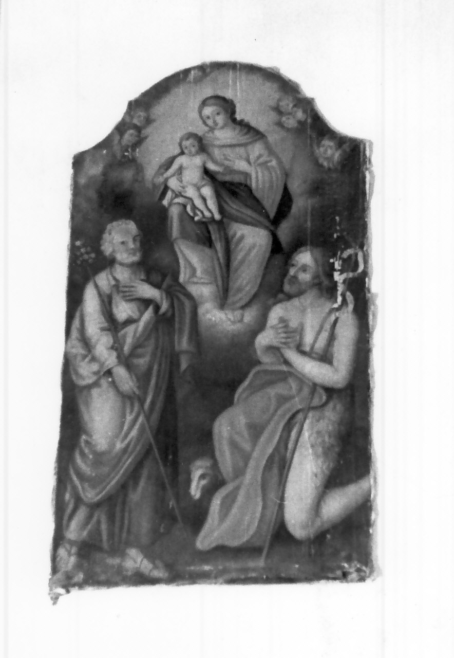 Madonna in gloria tra San Giuseppe e San Giovanni Battista (dipinto) di Bilotta Francesco (fine sec. XVIII)