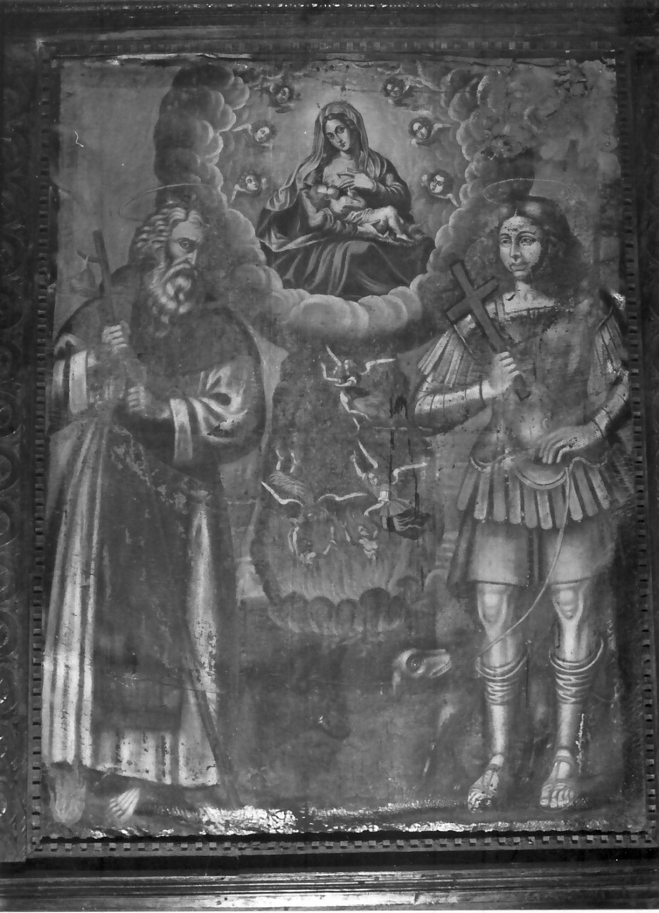 Madonna con Bambino tra angeli e Santi (dipinto, opera isolata) - bottega calabrese (fine/inizio secc. XVIII/ XIX)