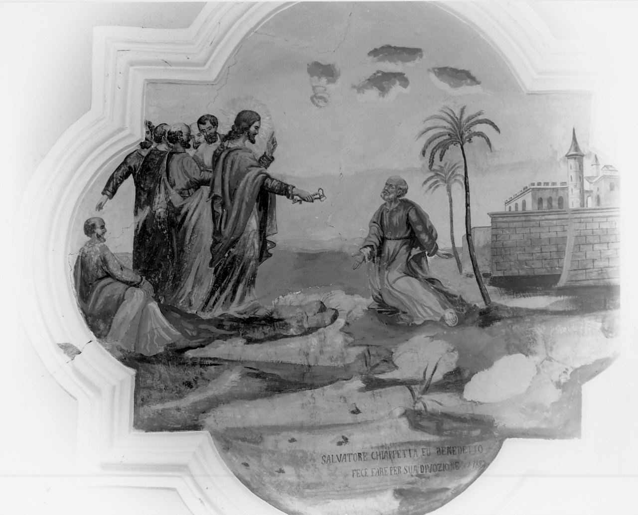 Cristo consegna le chiavi a San Pietro (dipinto, opera isolata) - ambito Italia meridionale (sec. XIX)