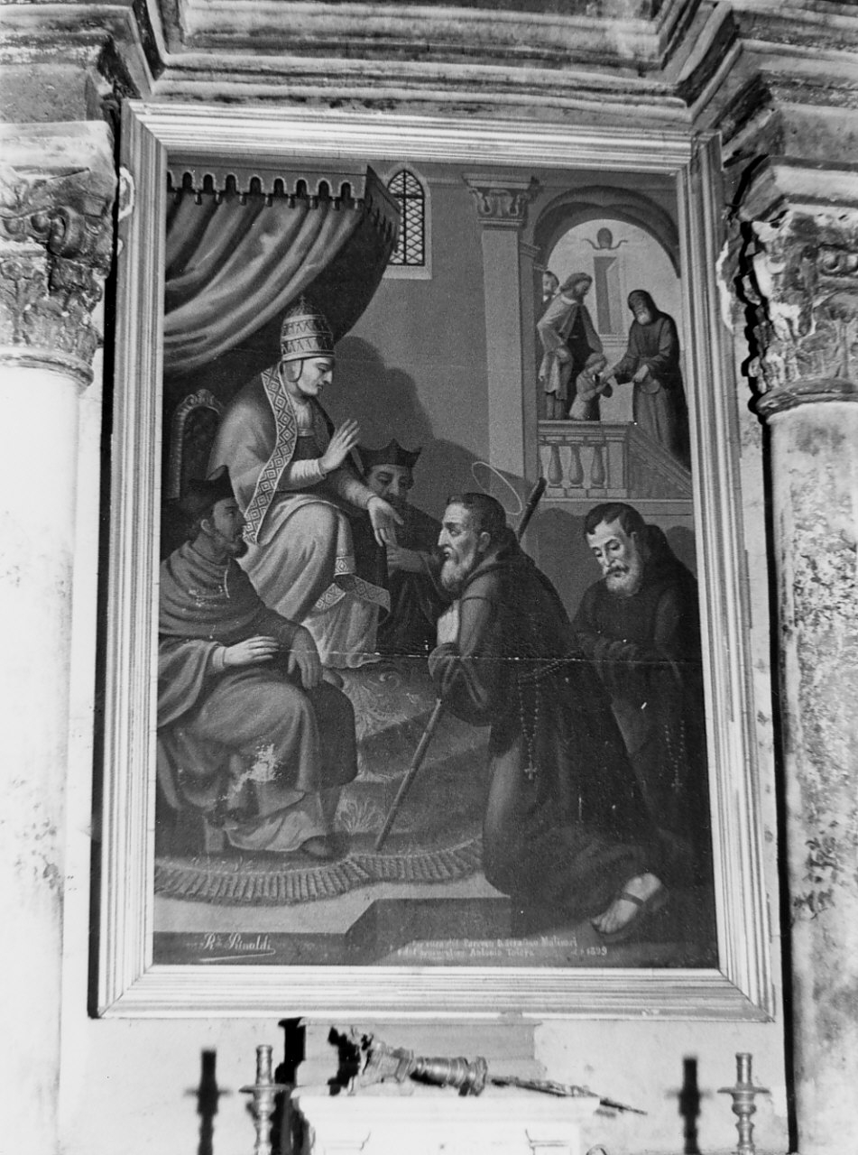 San Francesco di Paola presenta al papa la Regola del suo Ordine (dipinto, opera isolata) di Rinaldi Raffaele (sec. XIX)