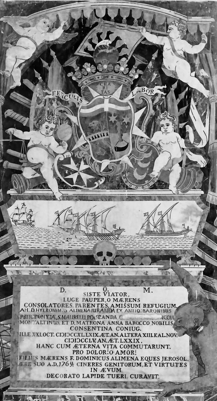 lapide tombale, opera isolata - bottega Italia meridionale (sec. XVIII)