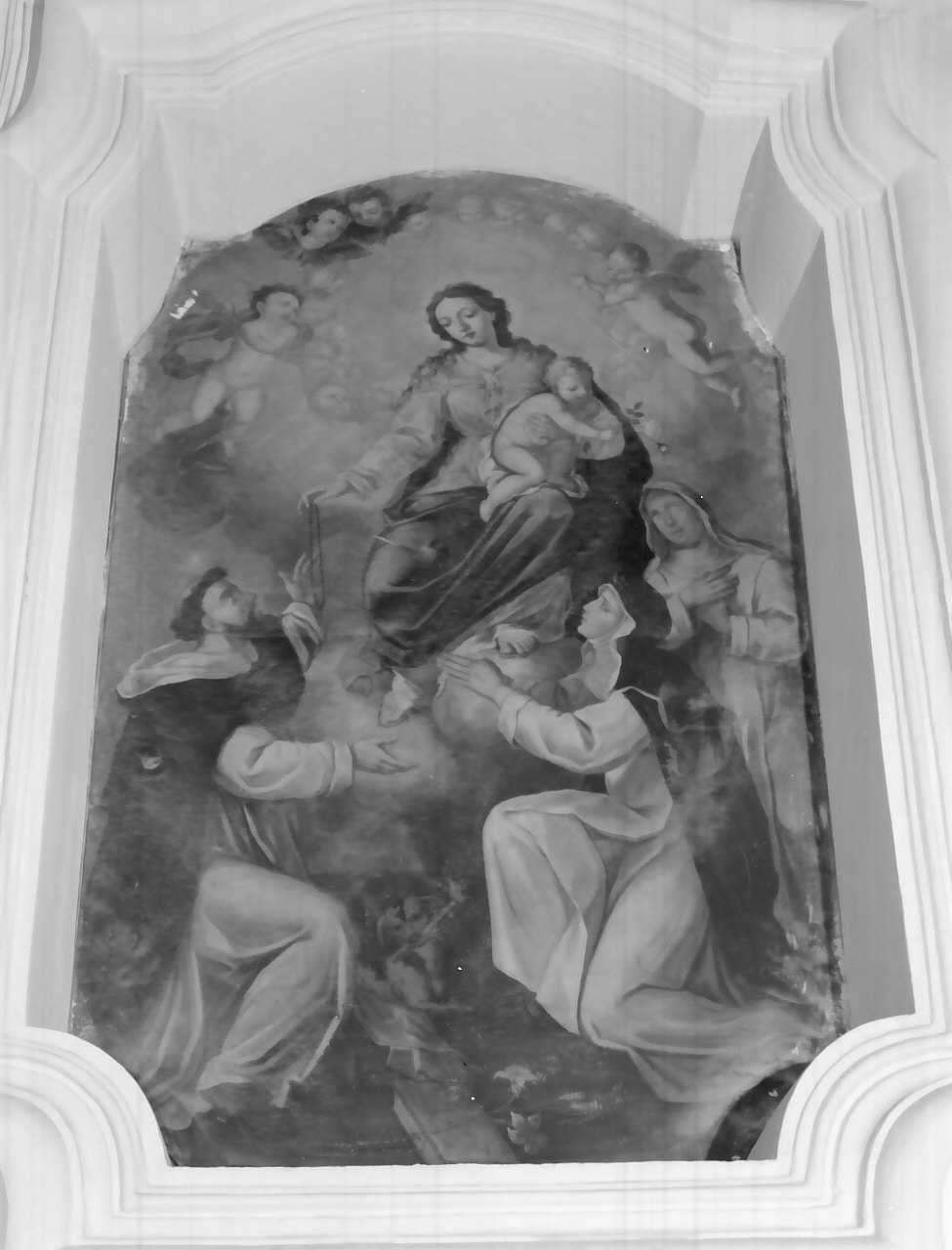 Madonna del Rosario con San Domenico e Santa Caterina da Siena (dipinto, opera isolata) - ambito Italia meridionale (sec. XVIII)