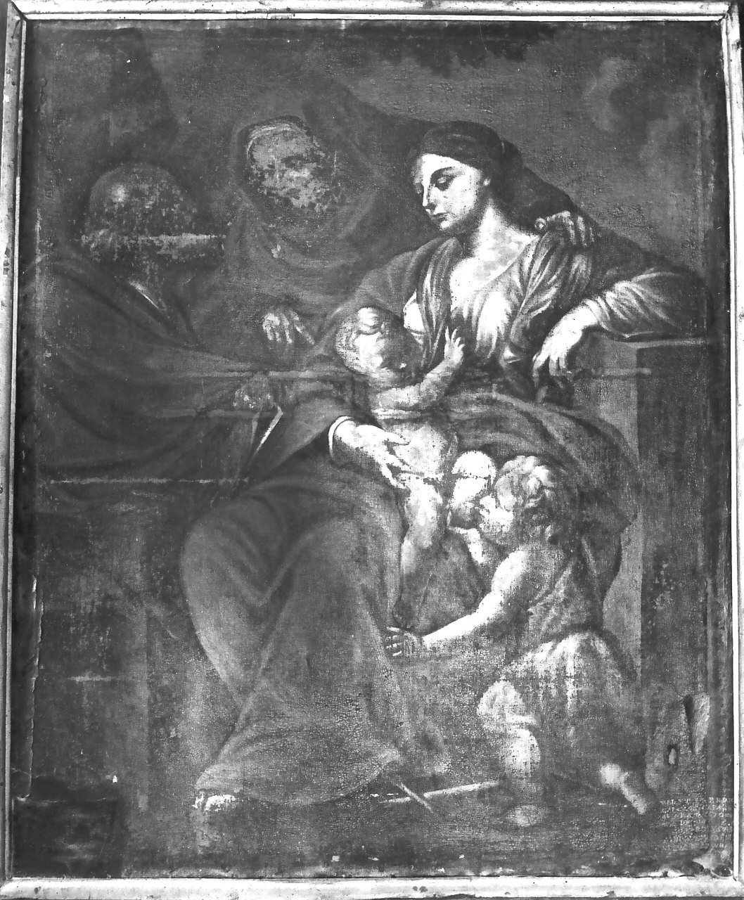 Sacra Famiglia con San Giovanni Battista bambino (dipinto) - ambito napoletano (sec. XVII)
