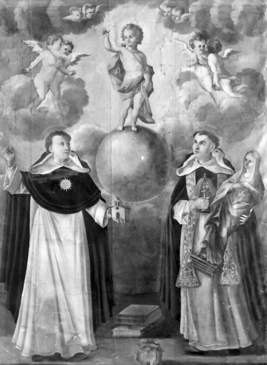 Gesù Bambino con Santi domenicani (dipinto) - ambito Italia meridionale (sec. XIX)