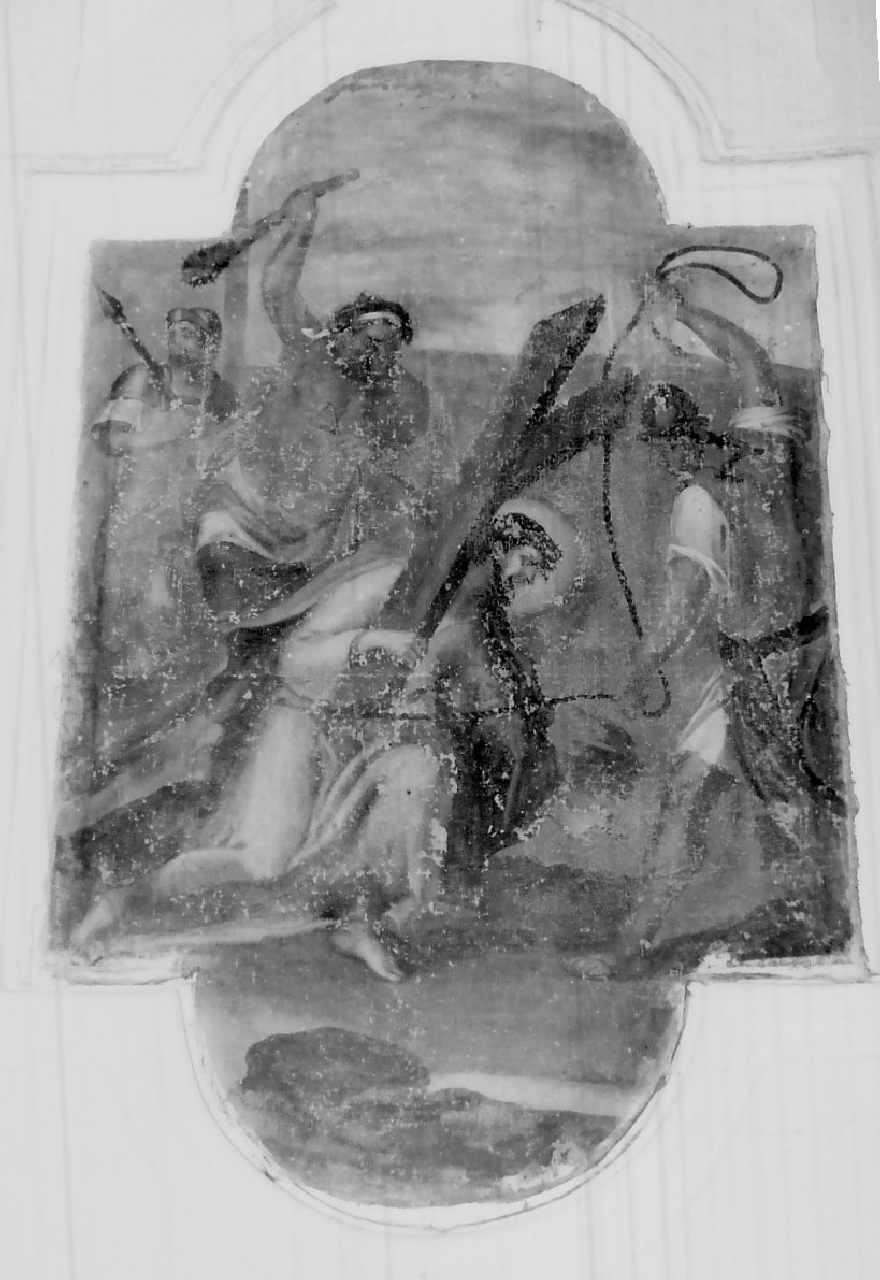 stazione IX: Gesù cade sotto la croce la terza volta (dipinto, opera isolata) - ambito Italia meridionale (prima metà sec. XIX)