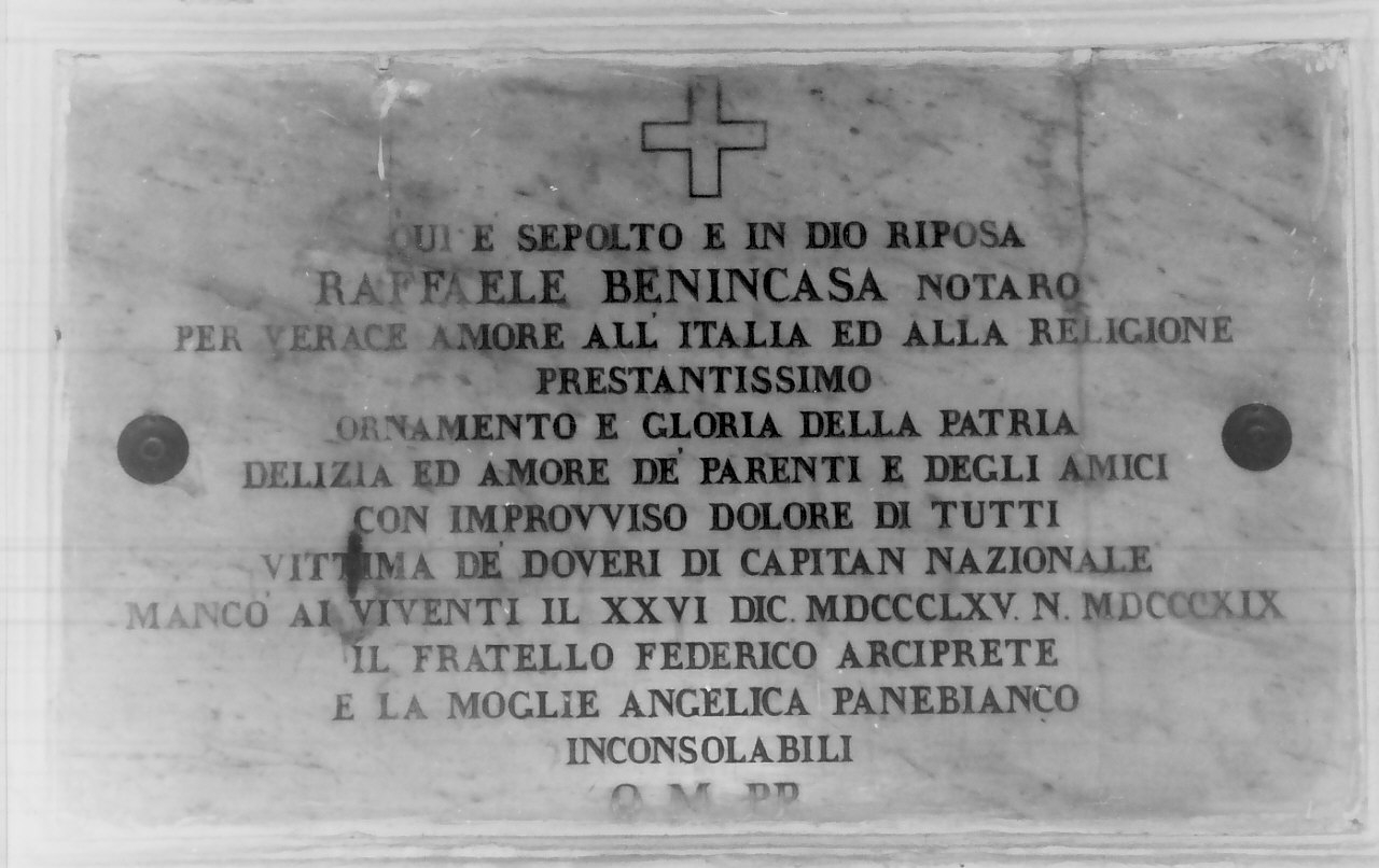 lapide tombale - bottega calabrese (sec. XIX)