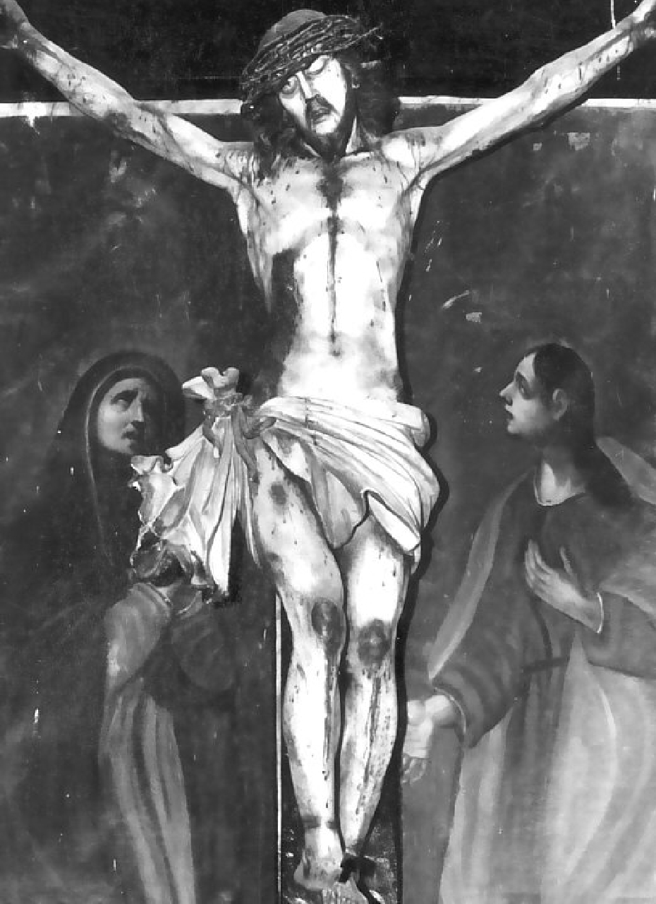 crocifisso, complesso decorativo - bottega Italia meridionale (sec. XVIII)