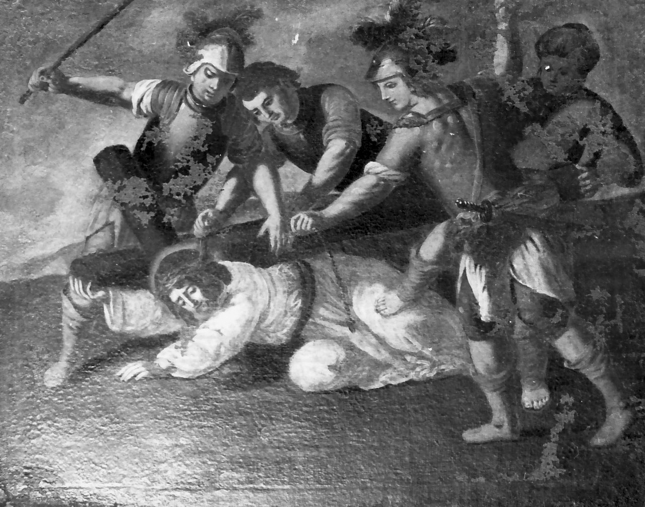 stazione III: Gesù cade sotto la croce la prima volta (dipinto) di Santanna Cristoforo (sec. XVIII)