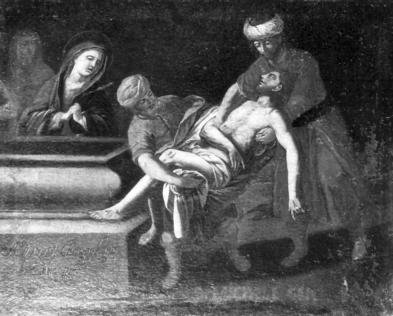 stazione XIV: Gesù deposto nel sepolcro (dipinto) di Santanna Cristoforo (sec. XVIII)