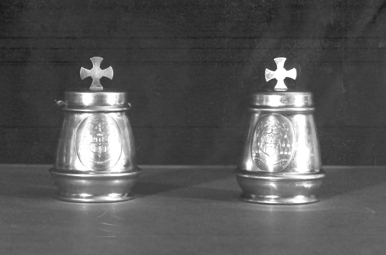 vasetti per oli santi, serie - bottega napoletana (sec. XIX)