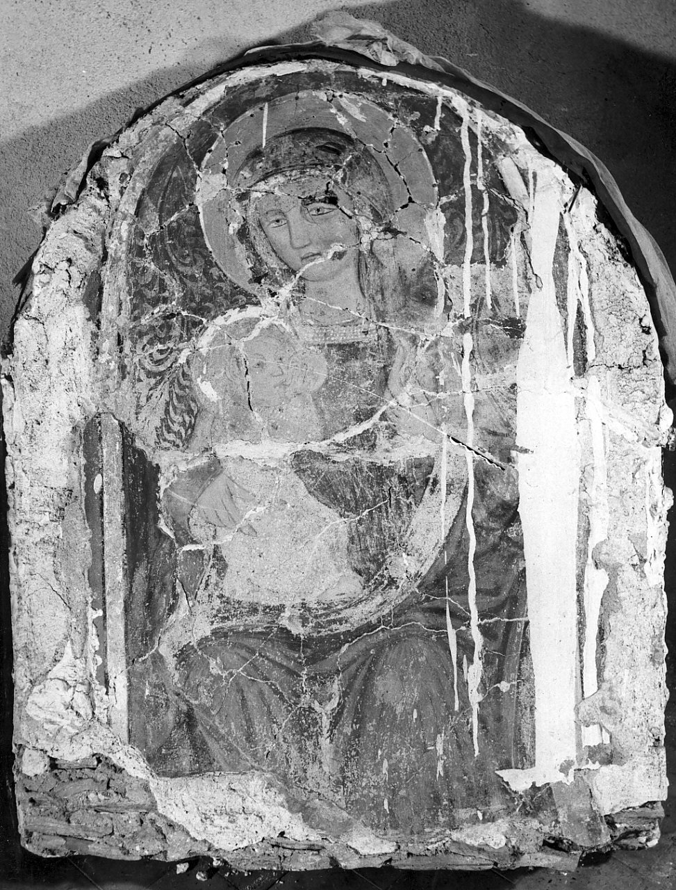 Madonna del Pilerio, Madonna con Bambino (dipinto, frammento) - ambito Italia meridionale (seconda metà sec. XIV)