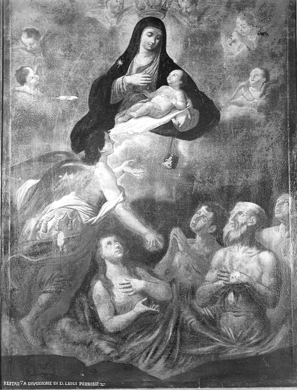 Madonna del Carmelo intercede per le anime del purgatorio (dipinto, opera isolata) - ambito calabrese (sec. XVIII)