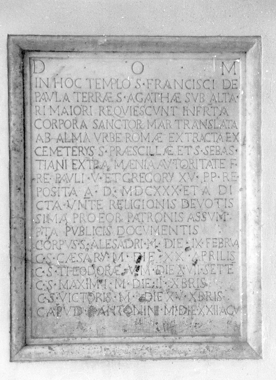 lapide commemorativa, opera isolata - bottega calabrese (sec. XVII)