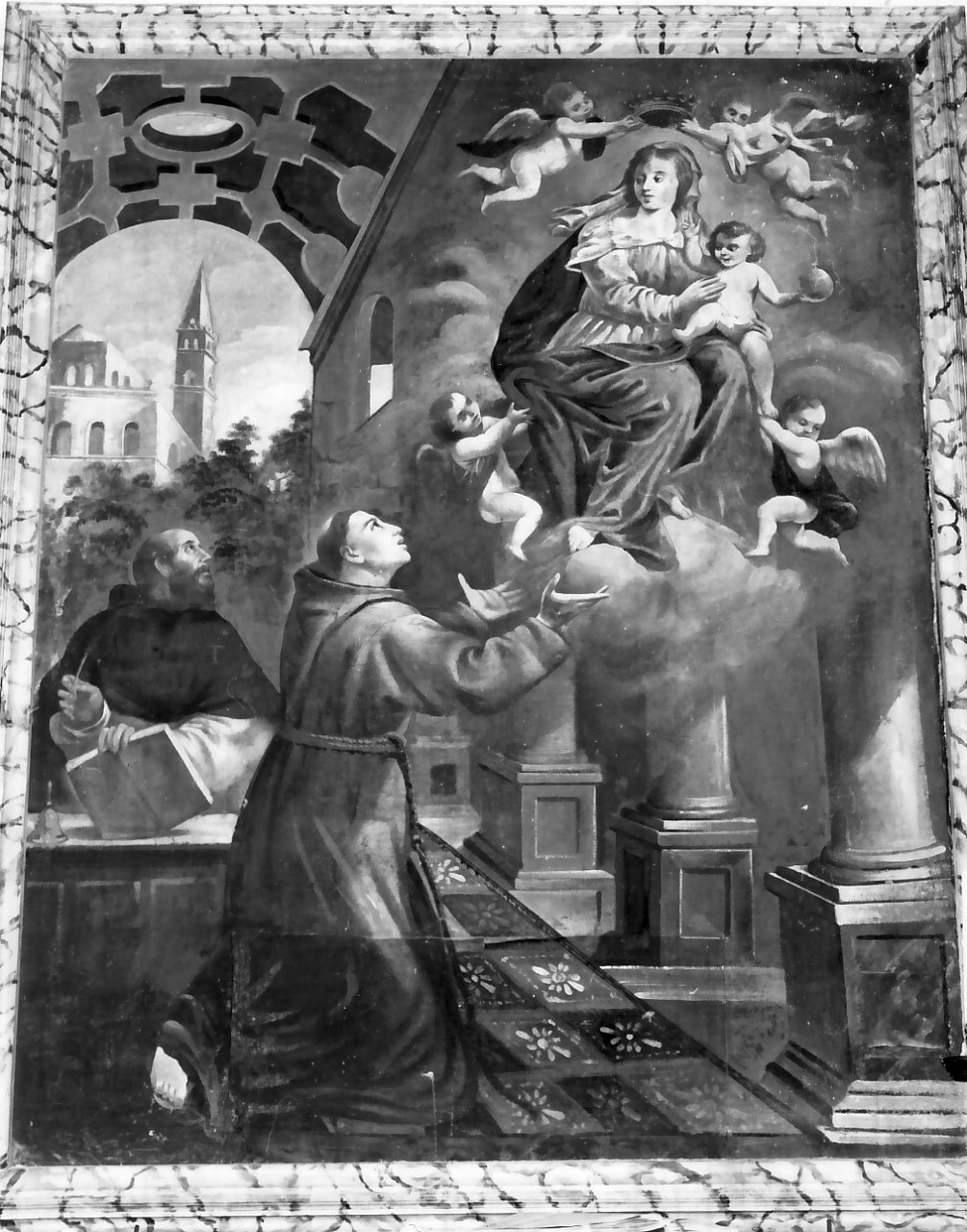 Madonna col Bambino in gloria adorata da Sant'Antonio da Padova, Madonna con Bambino e Sant'Antonio (dipinto, opera isolata) - ambito calabrese (fine/inizio secc. XVII/ XVIII)
