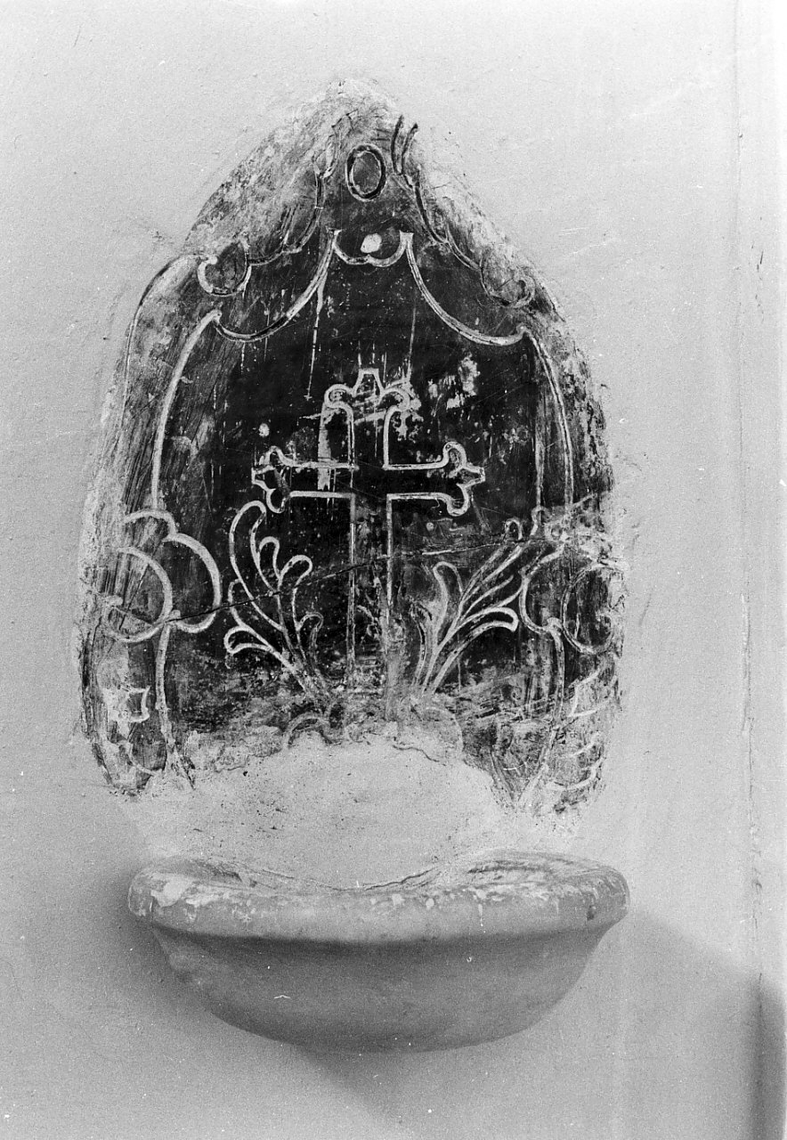 acquasantiera da parete, opera isolata - bottega calabrese (sec. XVIII)