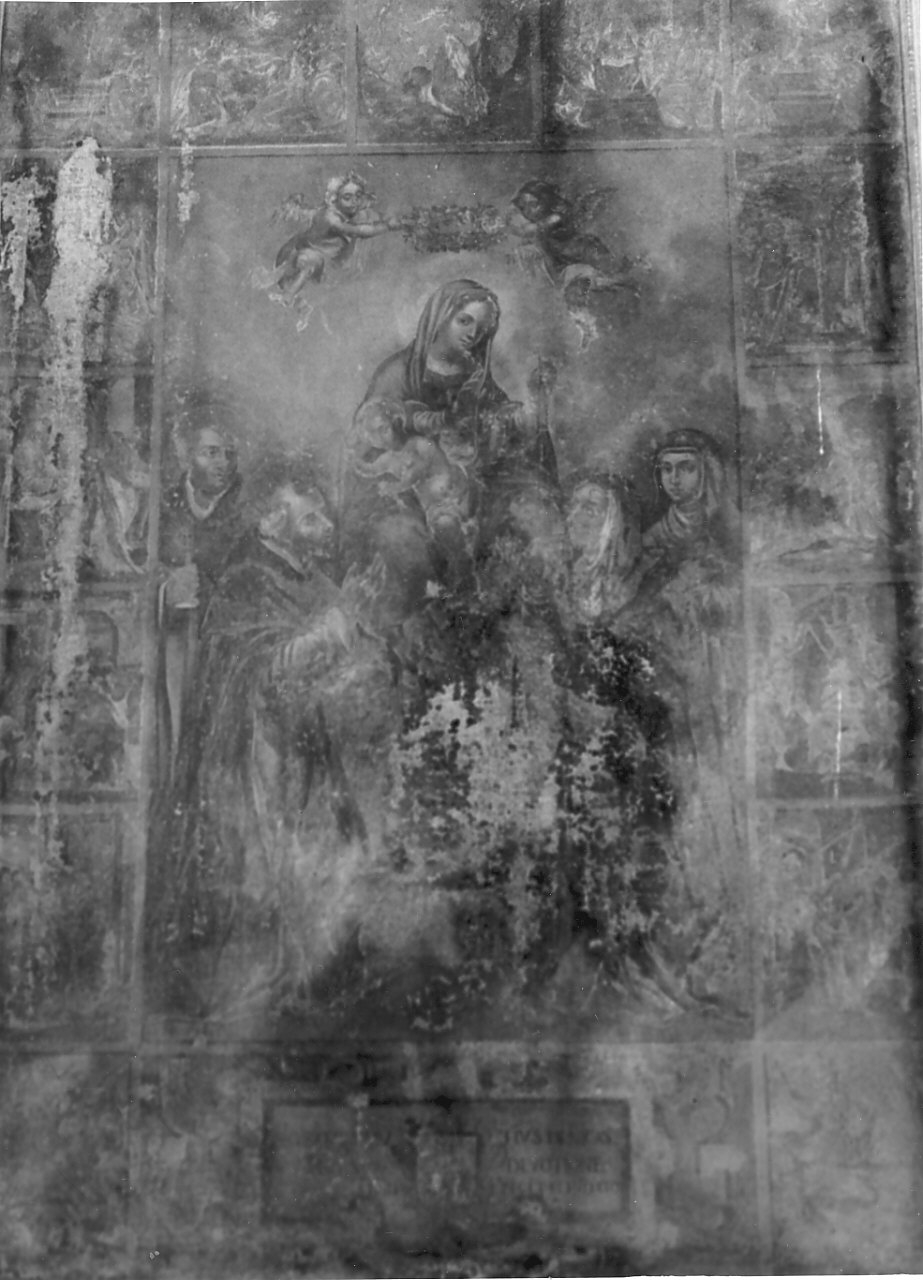 Madonna del Rosario con Santi domenicani e misteri del rosario (dipinto, opera isolata) - ambito Italia meridionale (prima metà sec. XIX)