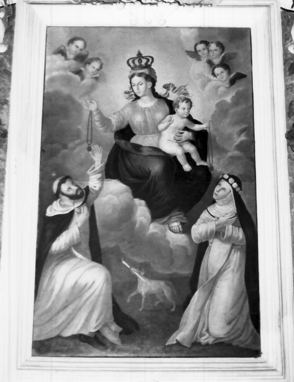 Madonna del Rosario con San Domenico e Santa Caterina da Siena (pala d'altare) di Barone Raffaele (sec. XIX)