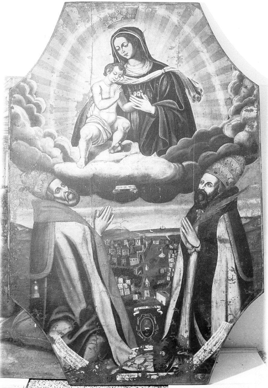 Madonna delle Grazie con S. Dionisio e S. Telesio, Madonna con Bambino e Santi (dipinto, opera isolata) - ambito Italia meridionale (fine sec. XVII)