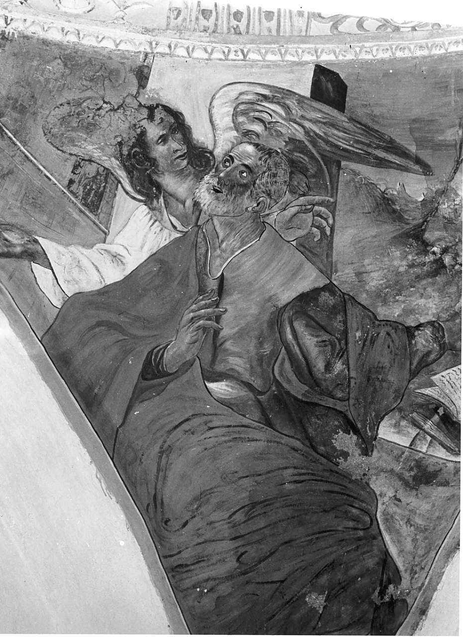 quattro evangelisti ispirati dai loro simboli (dipinto, complesso decorativo) - ambito Italia meridionale (sec. XVII)