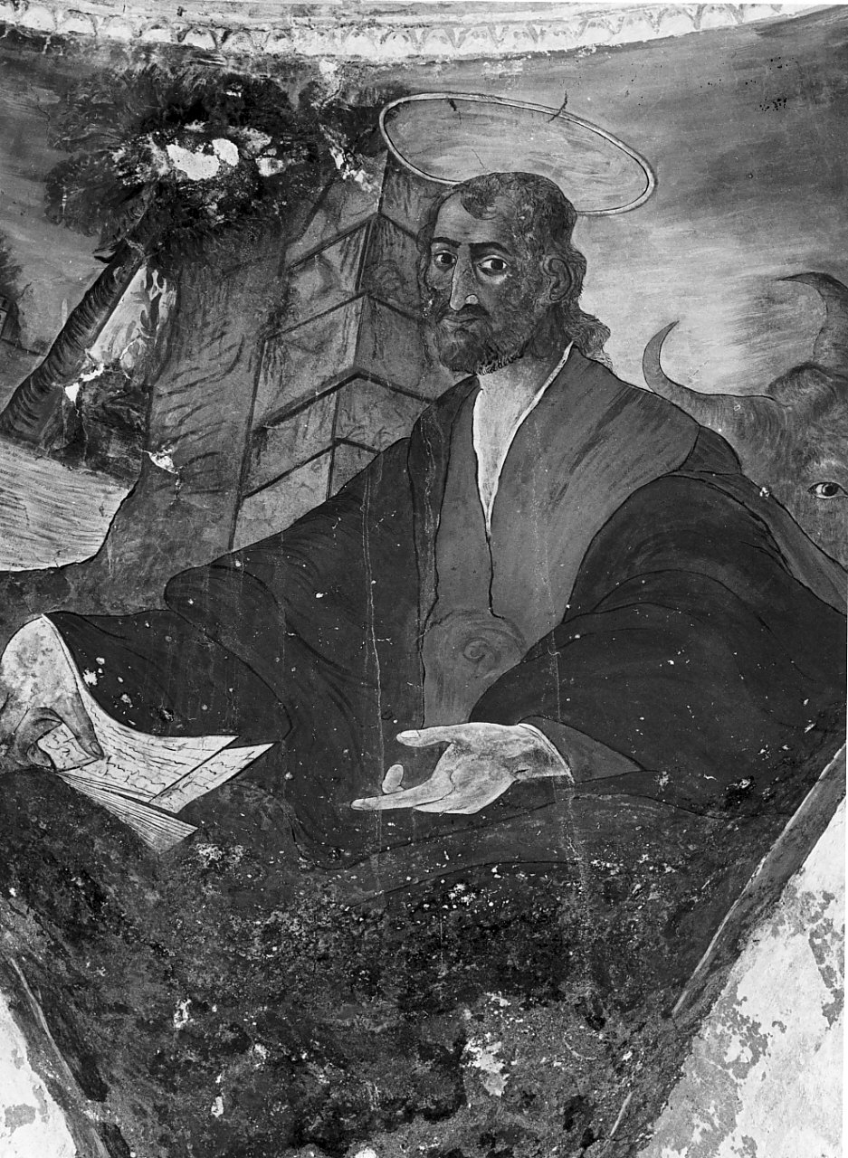 San Luca scrive il vangelo (dipinto, elemento d'insieme) - ambito Italia meridionale (sec. XVII)