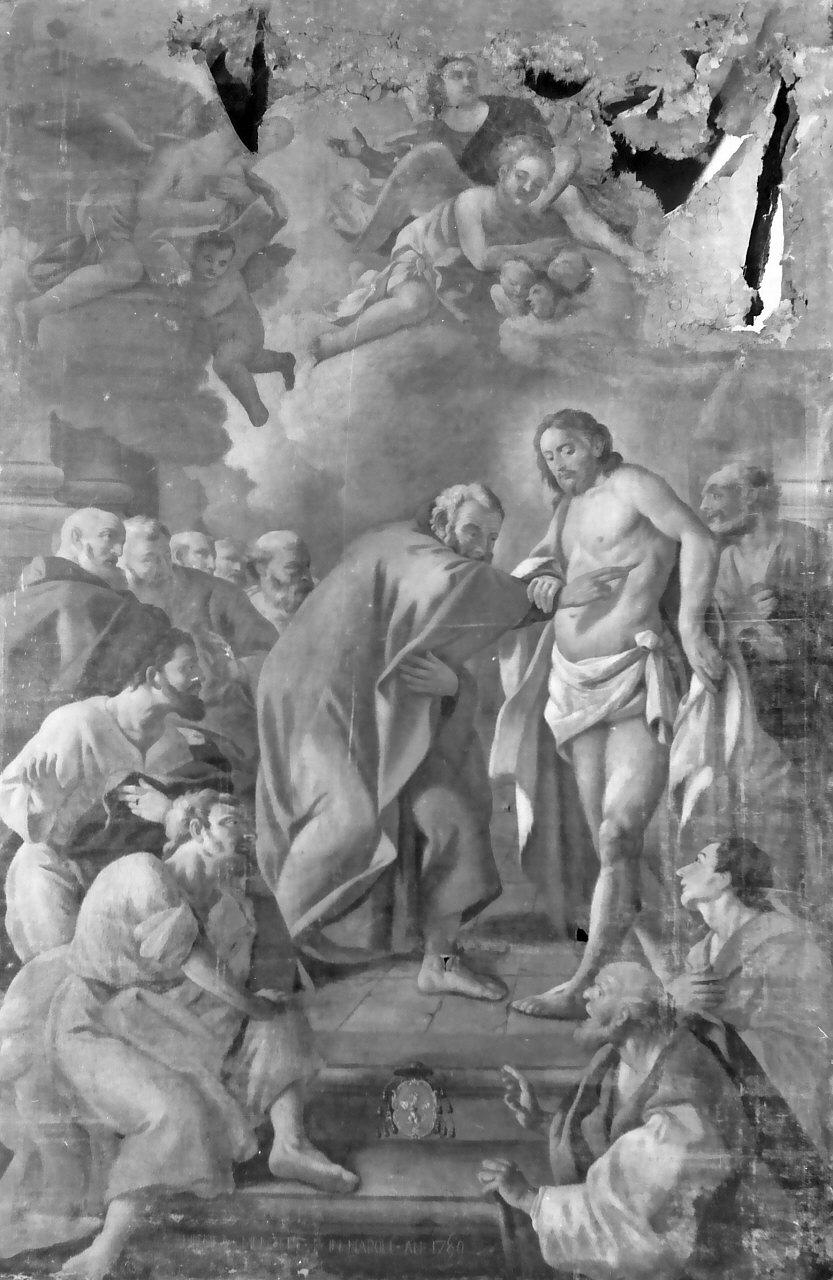 incredulità di San Tommaso (dipinto, opera isolata) di Menzele Nicola (sec. XVIII)