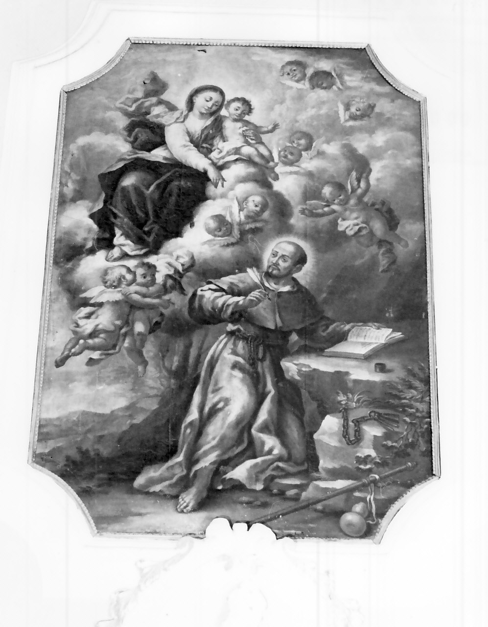 apparizione della Madonna a Sant'Ignazio di Loyola scrivente (dipinto) di Pascaletti Giuseppe (sec. XVIII)