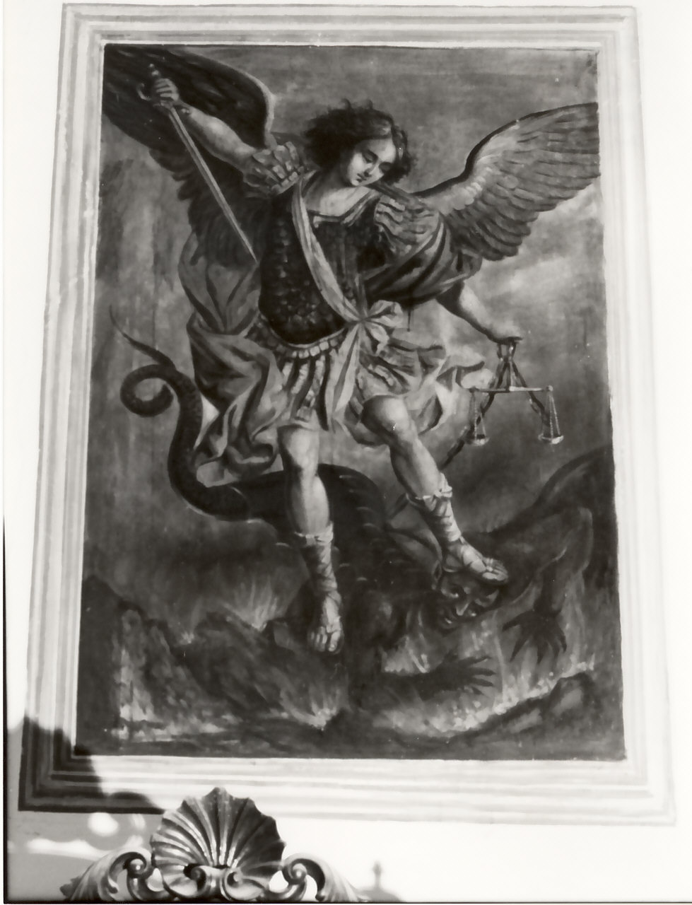 San Michele Arcangelo combatte il drago (dipinto, opera isolata) - ambito Italia meridionale (sec. XVIII)